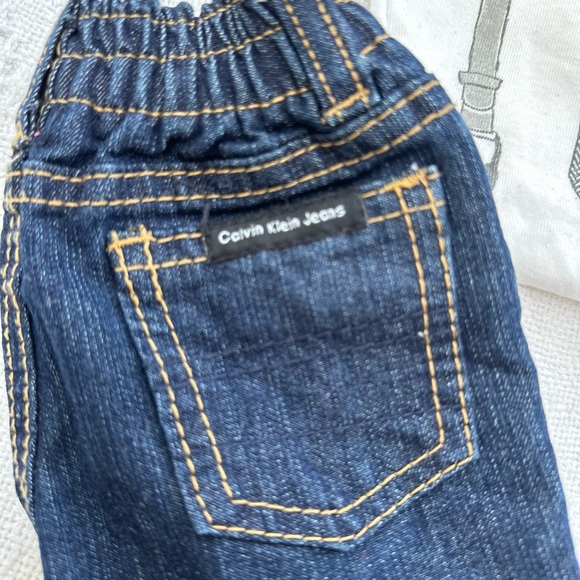 ⭐️2/$20 Calvin Klein | size 0-3m cute diaper onesie and jeans set. - Picture 4 of 4